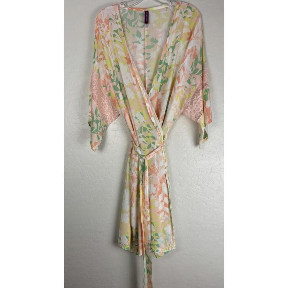 Adore Me Floral Kimono Robe‎ Sexy Duster Cover Lace Floral 0X 1753